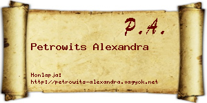 Petrowits Alexandra névjegykártya